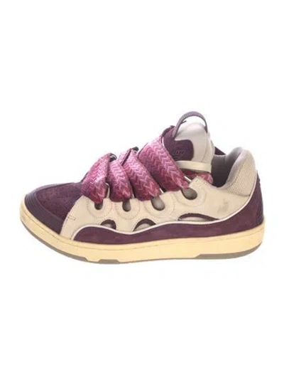 Pre-owned Lanvin Suede Colorblock Pattern Sneakers In Purple