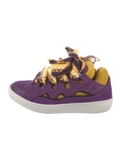 Pre-owned Lanvin Suede Colorblock Pattern Sneakers In Purple