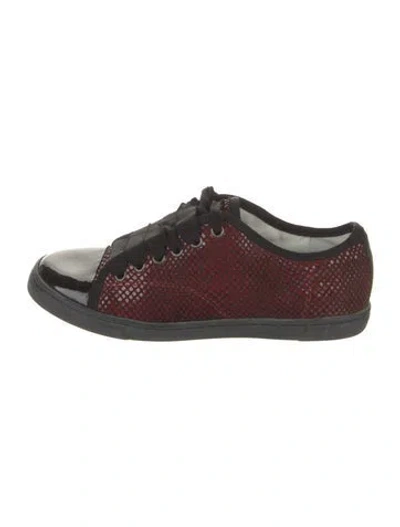 Pre-owned Lanvin Suede Colorblock Pattern Sneakers In Red