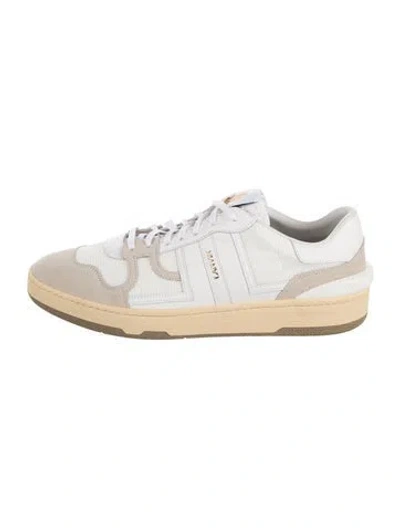 Pre-owned Lanvin Suede Colorblock Pattern Sneakers In White
