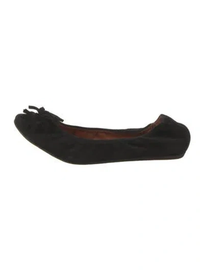 Pre-owned Lanvin Suede Crystal Embellishments Ballet Flats In Black