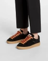 Lanvin Suede Curb Lite Sneakers For Women In Black
