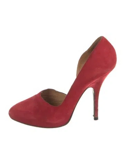 Pre-owned Lanvin Suede D'orsay Pumps In Red