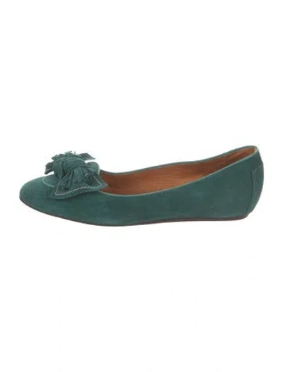 Pre-owned Lanvin Suede Flats In Green
