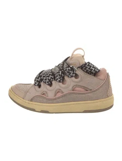 Pre-owned Lanvin Suede Glitter Accents Sneakers In Pink
