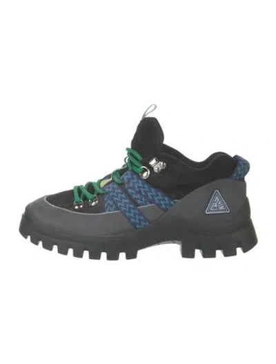 Pre-owned Lanvin Suede Graphic Print Athletic Sneakers In Green