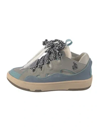 Pre-owned Lanvin Suede Graphic Print Chunky Sneakers In Blue