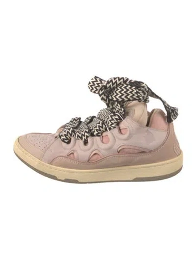 Pre-owned Lanvin Suede Graphic Print Chunky Sneakers In Pink