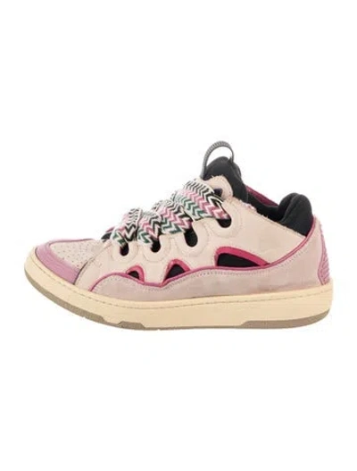 Pre-owned Lanvin Suede Graphic Print Chunky Sneakers In Pink