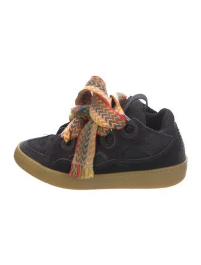 Pre-owned Lanvin Suede Graphic Print Sneakers In Black
