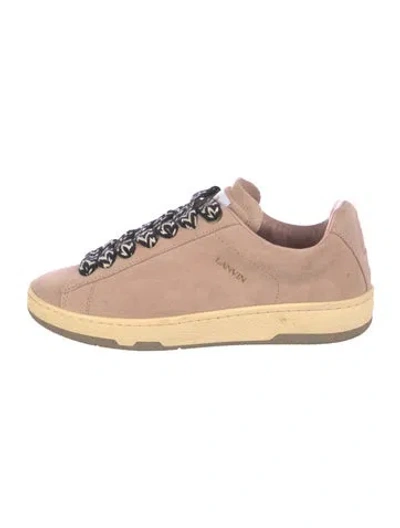 Pre-owned Lanvin Suede Graphic Print Sneakers In Pink