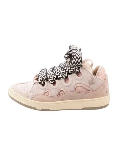 Pre-owned Lanvin Suede Graphic Print Sneakers In Pink