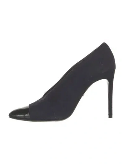 Pre-owned Lanvin Suede Grosgrain Trim Pumps In Blue