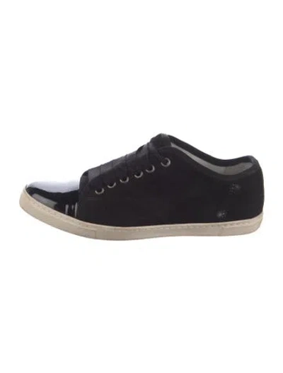 Pre-owned Lanvin Suede Grosgrain Trim Sneakers In Blue