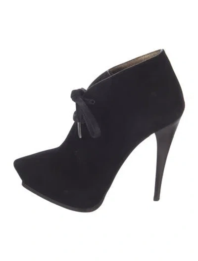 Pre-owned Lanvin Suede Lace-up Boots In Black