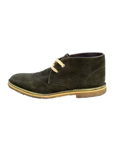 Pre-owned Lanvin Suede Lace-up Boots In Green