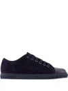 Lanvin Suede Leather Cap-toe Sneakers In Blue