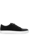 Lanvin Suede Leather Lace-up Sneakers In Black