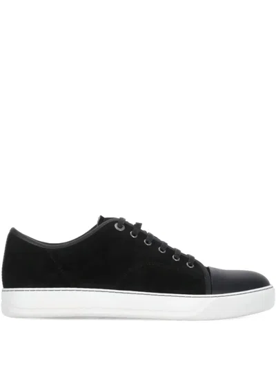 Lanvin Suede Leather Lace-up Sneakers In Black