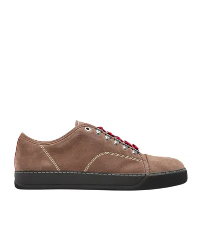 Lanvin Suede Leather Lace-up Sneakers In Brown