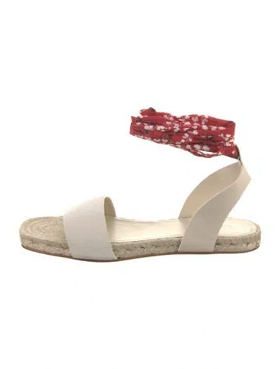 Pre-owned Lanvin Suede Leather Trim Embellishment Espadrilles In Neutral