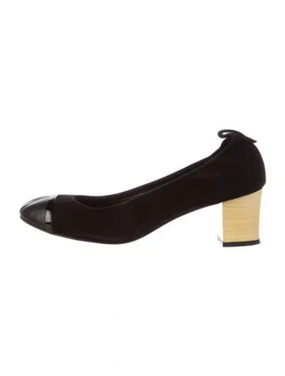 Pre-owned Lanvin Suede Leather Trim Embellishment Pumps In Black