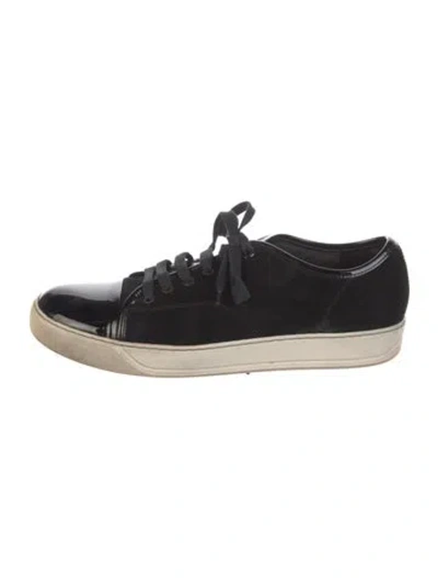 Pre-owned Lanvin Suede Leather Trim Embellishment Sneakers In Black