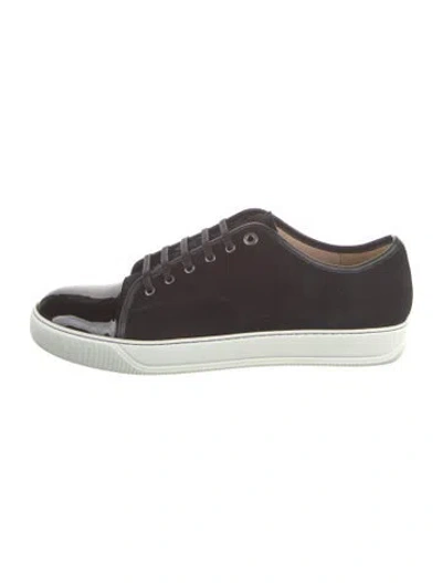 Pre-owned Lanvin Suede Leather Trim Embellishment Sneakers W/ Tags In Black