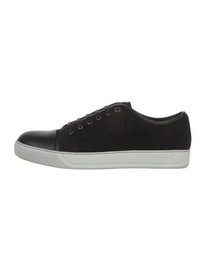 Pre-owned Lanvin Suede Leather Trim Embellishment Sneakers W/ Tags In Black/white