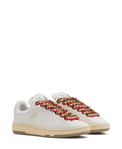Lanvin Lite Curb Low Top Suede Sneakers In Animal Print