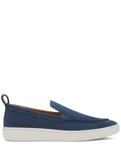 Lanvin Slip-on Suede Sneakers With Contrasting Rubber Sole In Blue