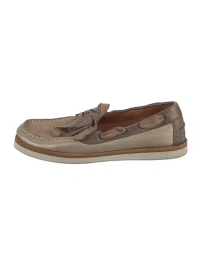 Pre-owned Lanvin Suede Loafers In Brown/gold