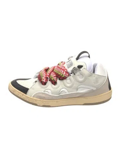 Pre-owned Lanvin Suede Mesh Accents Sneakers In Neutrals