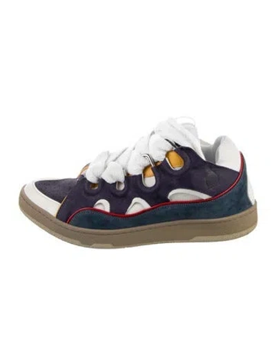 Pre-owned Lanvin Suede Mesh Accents Sneakers In Purple