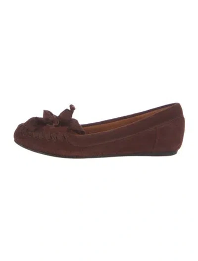 Pre-owned Lanvin Suede Moccasins In Burgundy