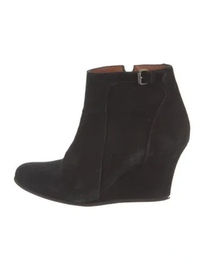 Pre-owned Lanvin Suede Mules In Black