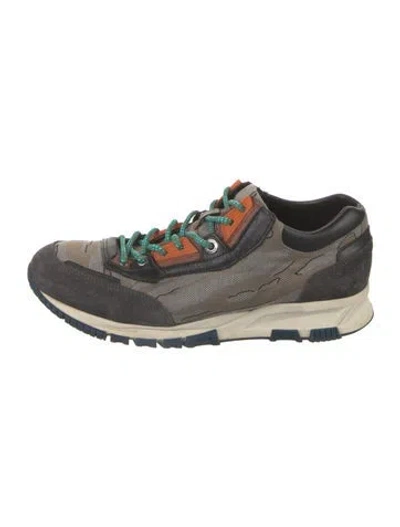 Pre-owned Lanvin Suede Printed Athletic Sneakers In Brown