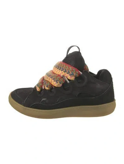 Pre-owned Lanvin Suede Printed Sneakers In Black
