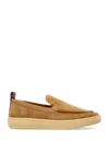 Lanvin Suede Slipper Loafers Dark Beige