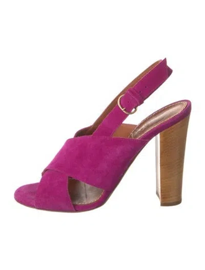 Pre-owned Lanvin Suede Slingback Pumps In Purple