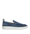 Lanvin Slip-on Suede Sneakers With Contrasting Rubber Sole In Blue