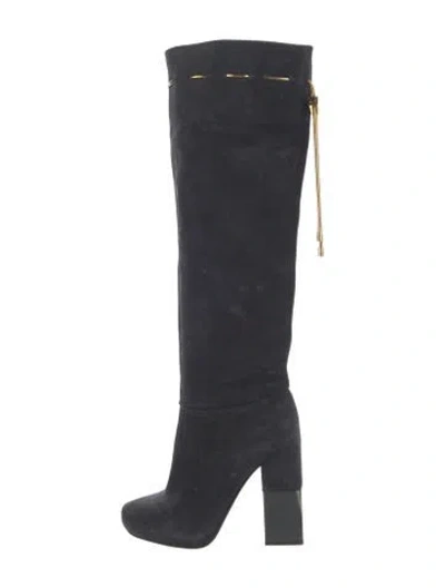 Pre-owned Lanvin Suede Slouch Boots In Green