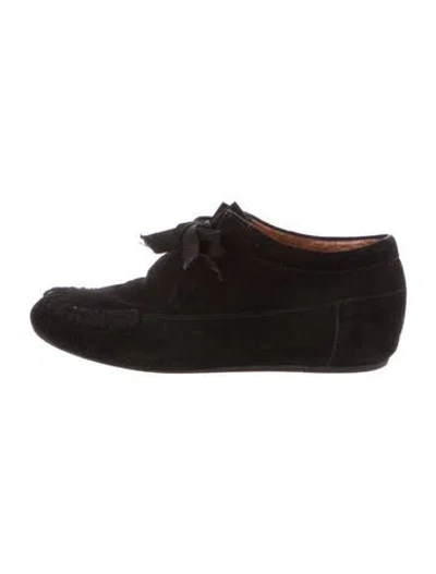 Pre-owned Lanvin Suede Sneakers In Black