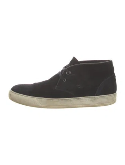 Pre-owned Lanvin Suede Sneakers In Black