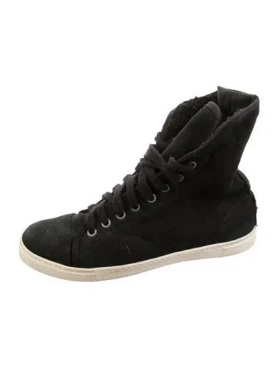 Pre-owned Lanvin Suede Sneakers In Black