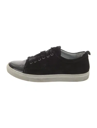 Pre-owned Lanvin Suede Sneakers In Black