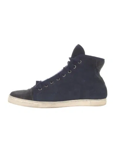 Pre-owned Lanvin Suede Sneakers In Blue