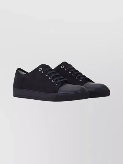 Lanvin Suede Sneakers Featuring Leather Toecap In Black