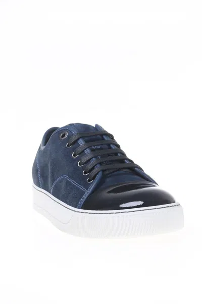 Lanvin Suede Sneakers In Navy Blue