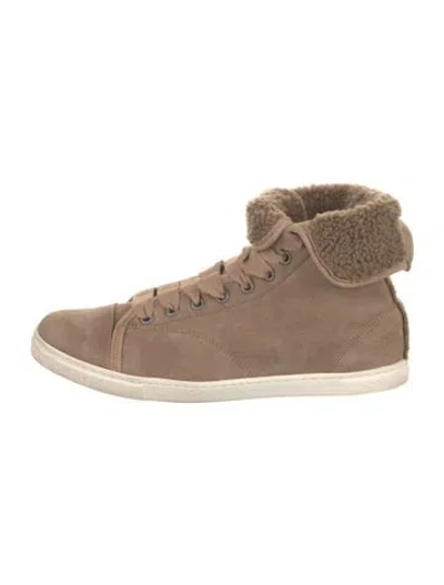 Pre-owned Lanvin Suede Sneakers In Neutral